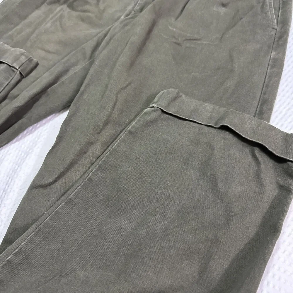 Tommy Hilfiger Men’s Green Double Pleat Chino Pants 30x32 Cuffed Casual Preppy